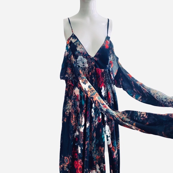 ETXART & PANNO FLORAL SILK MAXI DRESS SPAGHETTI STRAP SILK GOWN - Picture 13 of 16